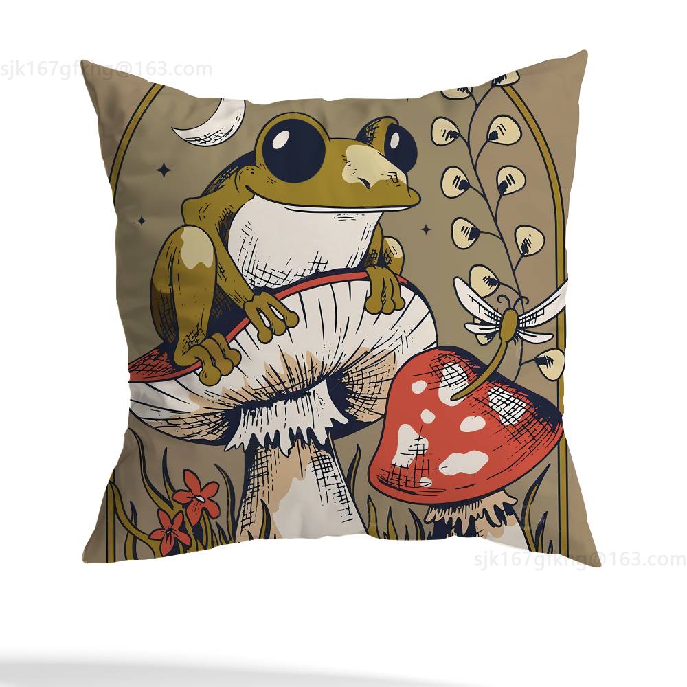 Cartoon Frog Pillow Cover Living Room Sofa Cushion Cover Bedroom Room Bed Pillow Cover Home Decoration