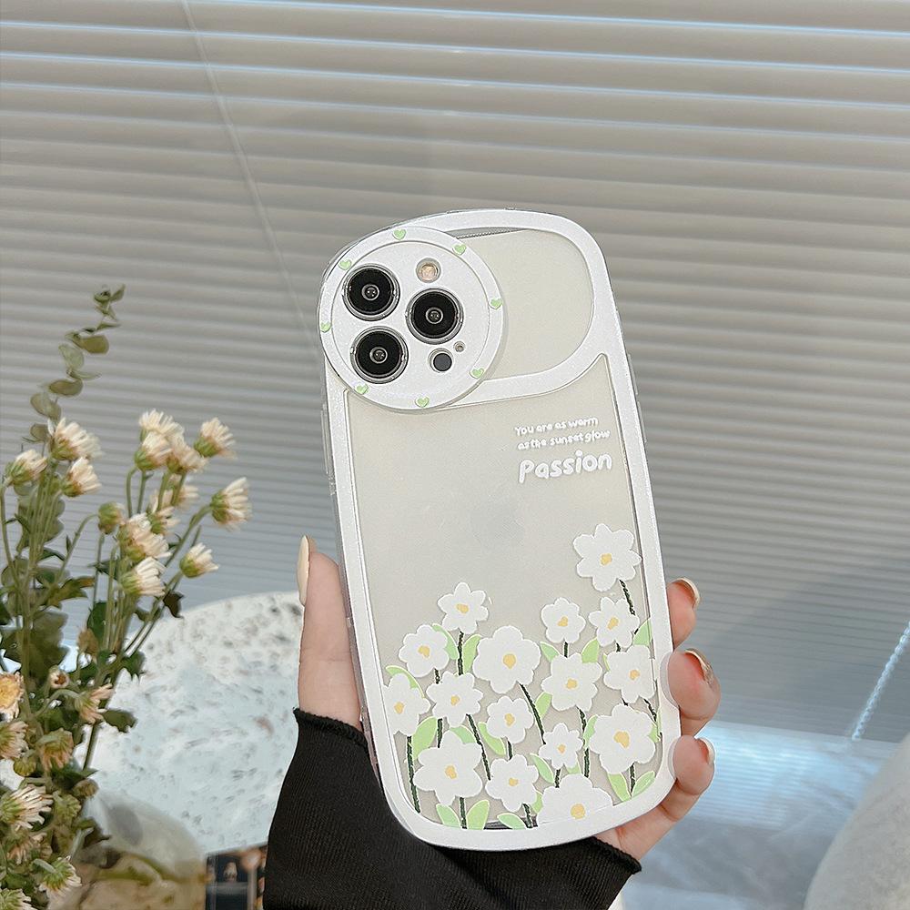 Dasiy Weiße Blume Ins süße Cartoon stoßfeste Handyhülle für iPhone 11 12 Promax 13 14 Pro Max Plus Silikon Soft Shell Capa