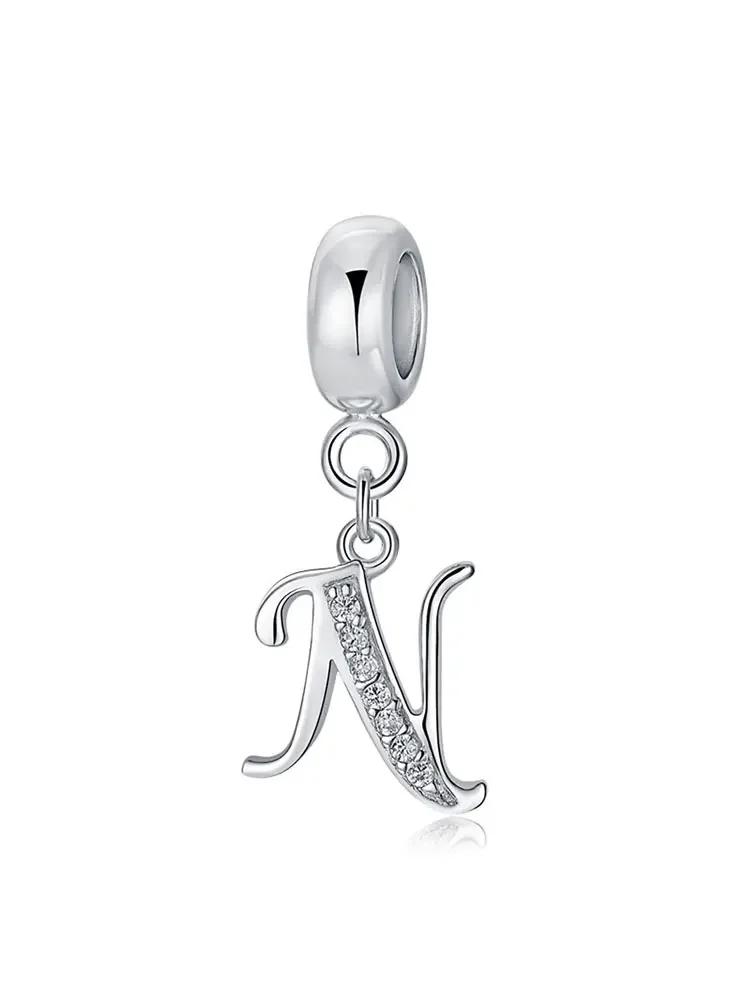 Copper Fashionable 26 Letters Of Charm Bead For Women Fit Bracelets Diy Making Anniversary Gift Fine Ladies Jewelry