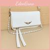 Simple Color Solid Gold Wing Decoration Women Casual Shoulder Bag Tassels With