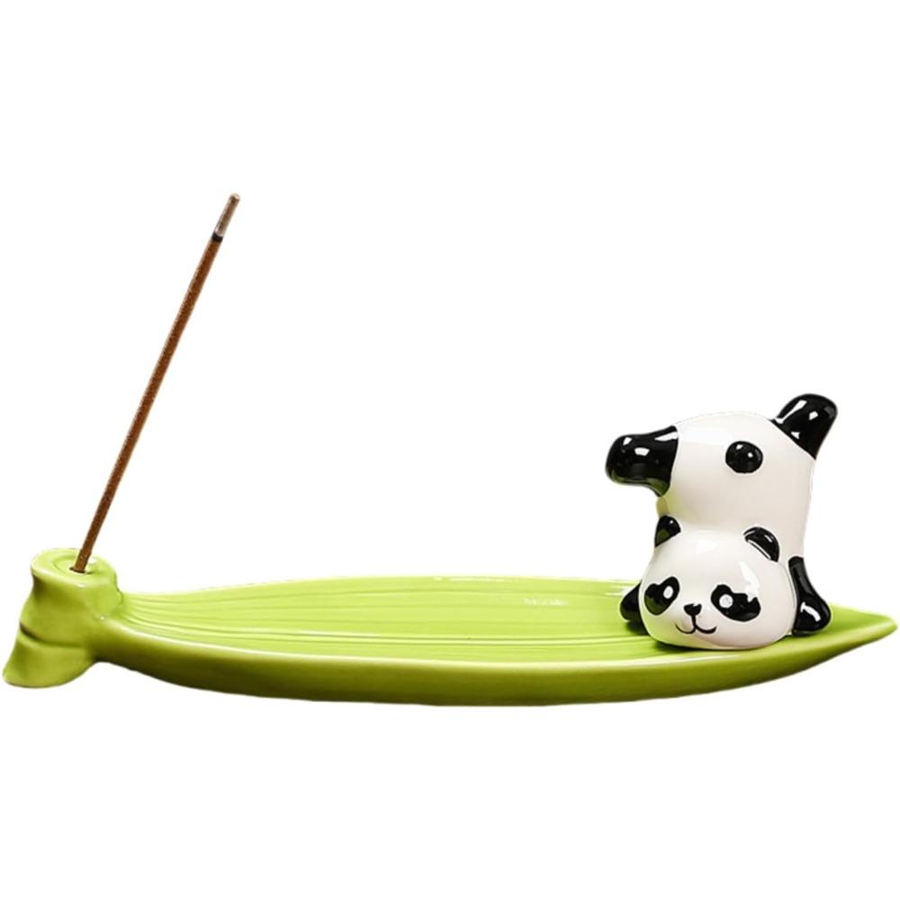 Boat Shape Incense Stick Burner Ash Catcher Incense Holder Aromatherapy Plate Resin Panda Figurine for Home Spa Decoration