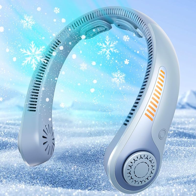 Portable Neck Fan - Rechargeable Personal Fan with Neck Support, 5-Speed Quiet Lightweight Long Lasting Neck Fan, Battery Operated Full Surround