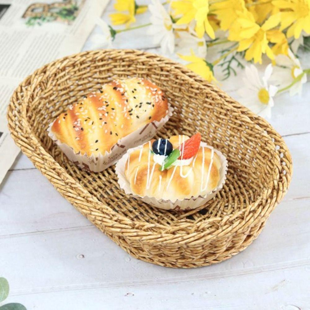 Hardness Rattan Woven Serving Baskets Handwoven Household Bread Fruit Vegetables Basket 7 Styles