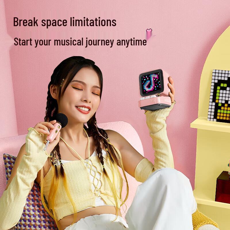 Divoom Ditoo-Mic Pixel Bluetooth Speaker with Karaoke Microphone