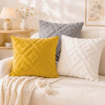 Housse de coussin unie à motif losange, Housse de coussin décoratif lavable, Housse de coussin rectangulaire et carrée pour la maison, le salon, la chambre à coucher, le canapé-lit