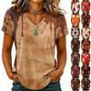 Damen Casual V-Ausschnitt Halloween Aufdruck T-Shirt für Party Kostüm