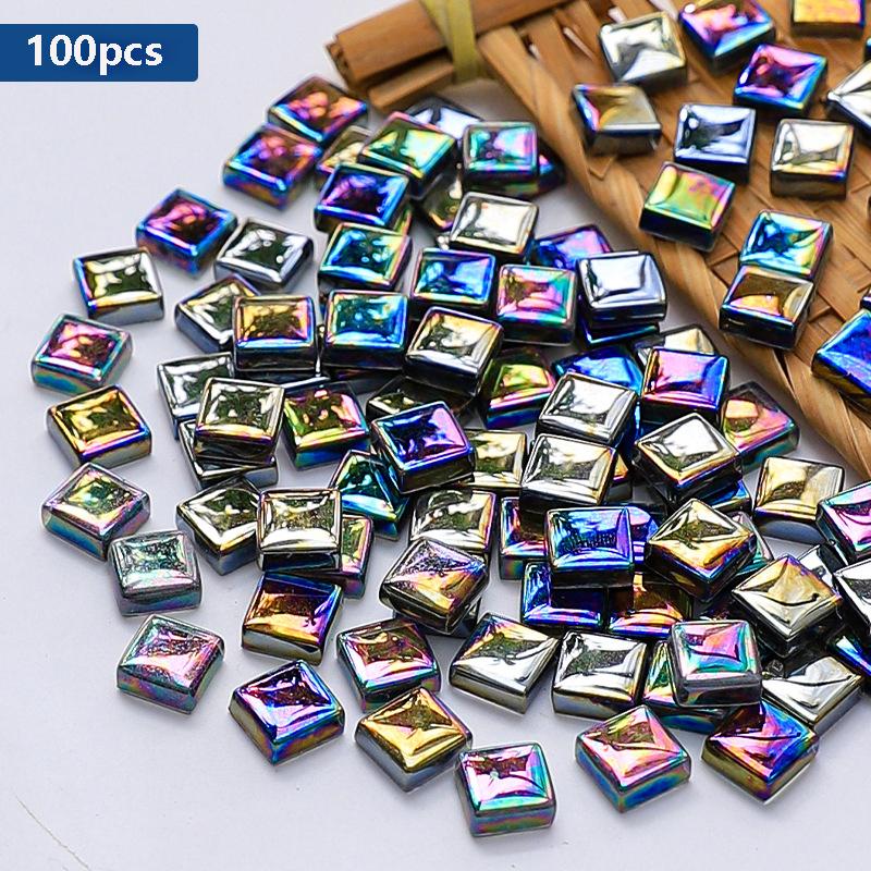 100/300Pcs Colorful Square 10X10mm Glitter Acrylic Non-Hotfix Flat Bottom Rhinestones For DIY Home Decor, Art Projects, Bathroom