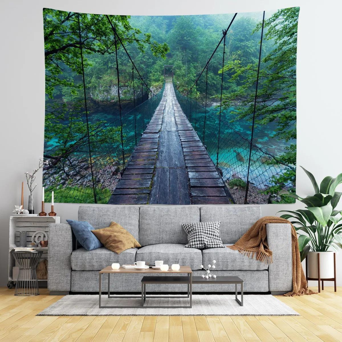 Тропический лес Приключение Подвесной мост Декоративный гобелен Домашний декор стены Офис — фото 8