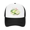 Green Apple Print Trucker Hat Breathable Mesh Adjustable Baseball Cap for Unisex Casual Outdoor