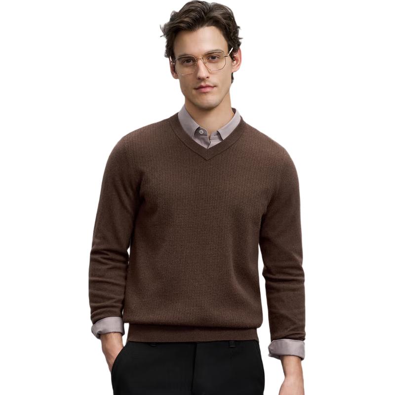 

Мужской пуловер EMZ Erdos с V-образным вырезом из смесовой шерсти и кашемира M