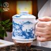 Jingdezhen Hand-painted Blue & White Ceramic Tea Cup with Infuser