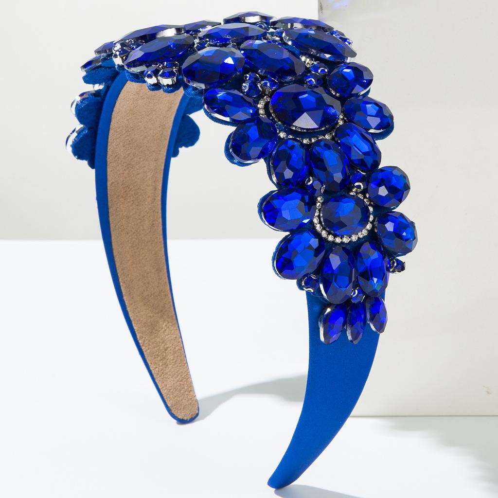 Fashion Baroque Wide-Brimmed Glass Drill Headband Heavy Industry Full Diamond Super Shiny Retro Luxury Ball Hair Accessories