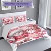 3PC Custom Name Snowman Couple Winter Scene Bedding Set Printed Bedding Set Duvet Cover Closure Includes 1 Duvet Cover & 2 Pillowcases for All Seasons