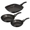 Set Of 3 Granite Pans Berlinger Haus Bh-6157 Black Silver