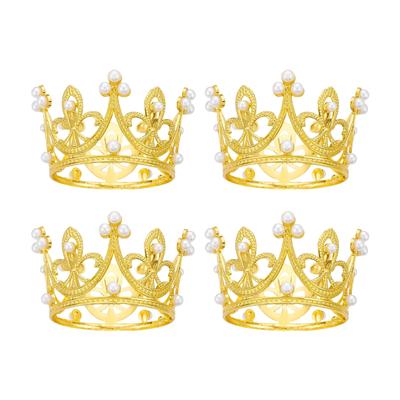 Set of 4 Mini Crown Tiara Decorations, Two Colors: Gold and Silver. Sparkling Cake Topper Tiaras, Cute Hair Accessories, Tiara Decorations for