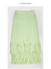 2025 Summer Pleated Tassel A-line Midi Skirt – High Waist Commute Design for Women