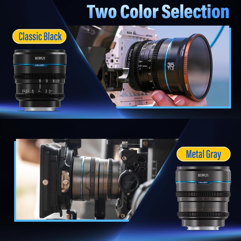 SIRUI Night Walker 35mm Cine Lens Large Aperture Manual Focus Lens RF T1.2 (MS35R-B, Mount, Black)