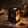 Exquisite Metal Candle Holder Magic Book Box with Light, Lighted Ornament, Office Desk Ornament Decorative Pillar Stand for Living Room Bedroom