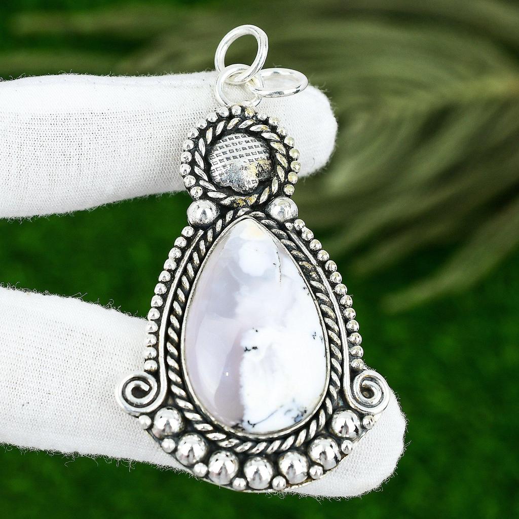 Dendrite Opal Gemstone 925 Silver Handcrafted Bezel Daughter New Pendant Jewelry