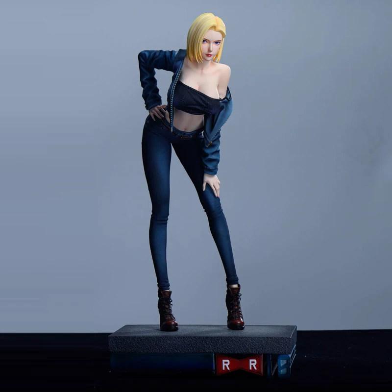 42cm Dragon Ball Z Android 18 Figure Pink Butterfly Android 18 Lazuli Action Figure Anime GK Statue Collectible Model Toy Gifts