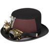 New Trendy Punk Vintage Steampunk Top Hat With Goggles Gothic Leather Headwear Holiday Cosplay Party Hat Halloween Accessories