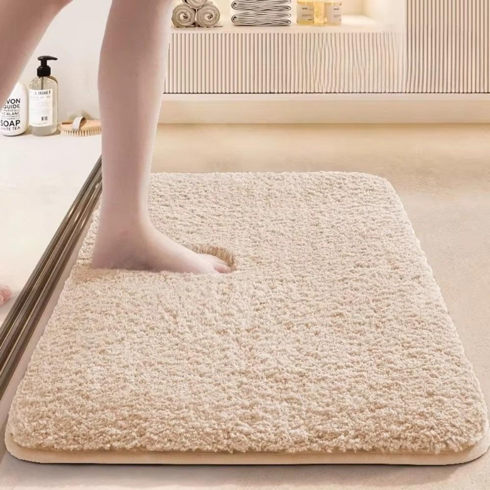 Ny Halkfri Badmatta Sammet Förtjockad Duschrumsdörrmatta Absorberande Krypterad Fluffig Badrumsmatta Badrumstillbehör