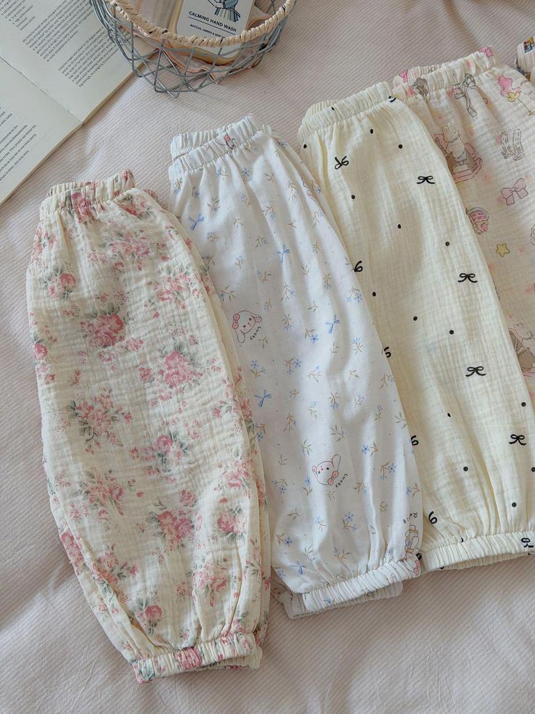 Ten-Color Cartoon Cotton Gauze Mosquito Repellent Pajama Pants for Boys & Girls - 100% Pure Cotton, Thin Summer Style