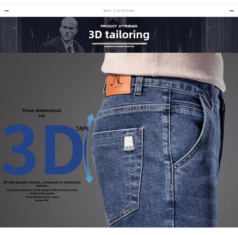 Xintang Pánské klasické elastické úzké rovné džíny - Pohodlné business casual kalhoty