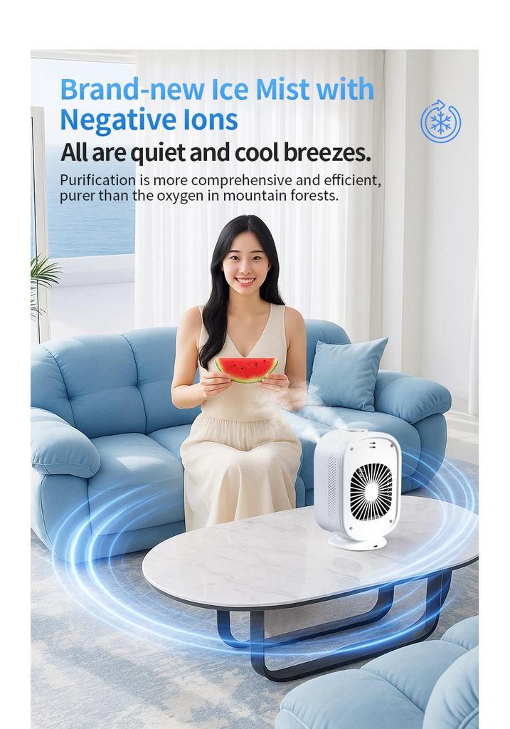 Rechargeable Mini Electric Fan with Spray for Office & Outdoor Use - New Model, Humidifying & Portable for Desk & Students