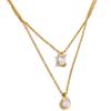 Yhpup Classic Stainless Steel Bling Cubic Zirconia Water Drop Double Layer Stacking Korean Necklace Pendant Chic Popular Jewelry