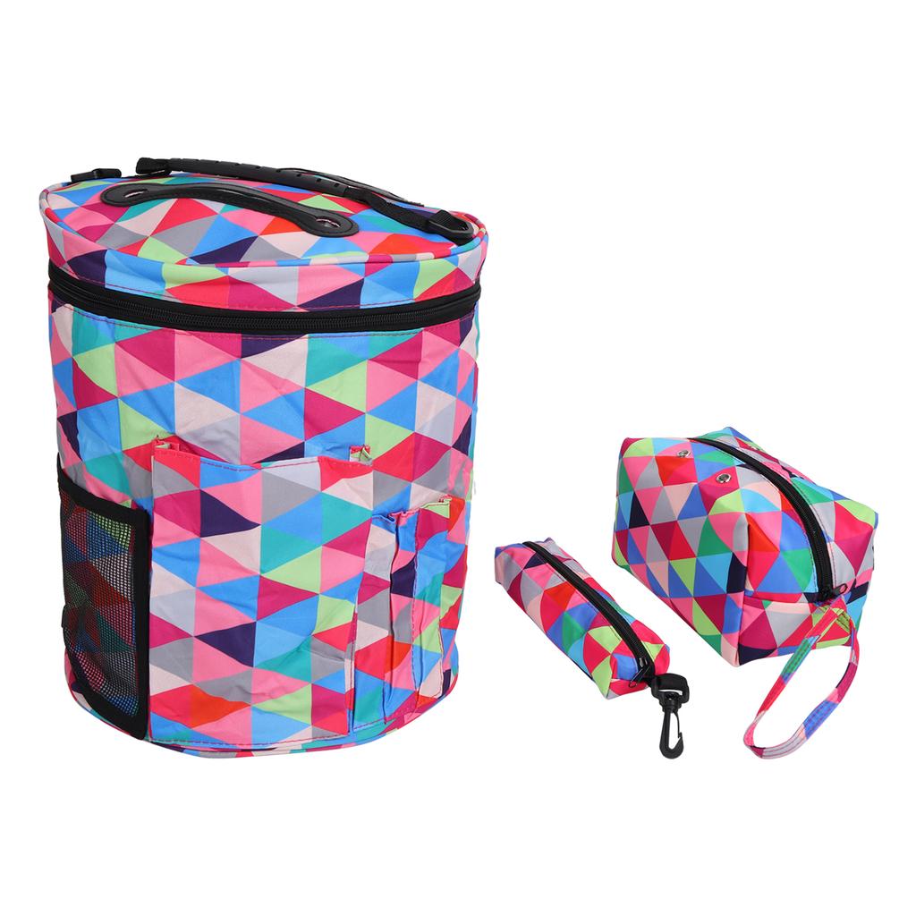 Yarn Storage Bag Colorful Oxford Fabric with Pencil Case for Knitting Organization