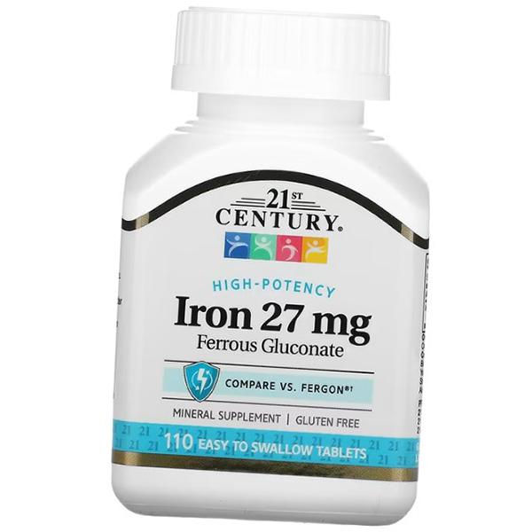 

Залізо Глюконат, Iron 27, 21st Century 110таб (36440061) 110tab