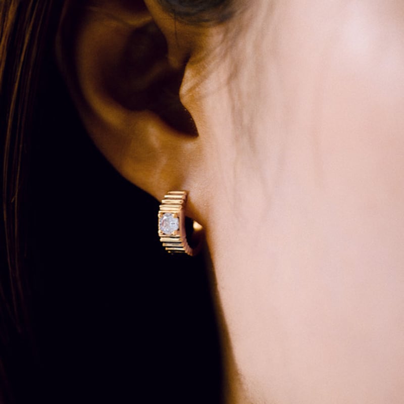 COLLECT SYNERGY vintage topaz band gold earrings