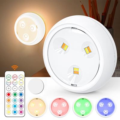 6pcs Multi-Color RGB LED Night Lights with Remote Touch Control Battery-Powered for Closet Bedroom Cabinet Hallway Lighting