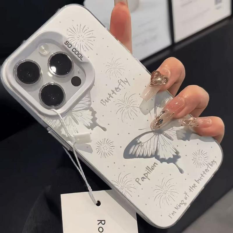 Fresh Butterfly Print Shockproof Frosted Hard Phone Case Compatible With Apple Iphone