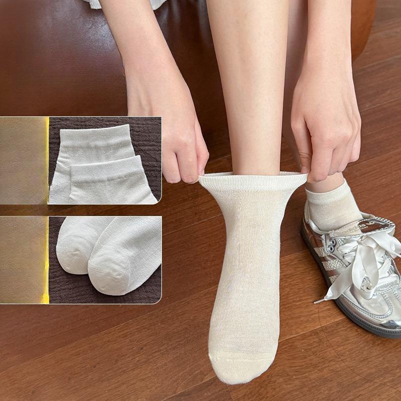 Women's Summer Solid-color Mulberry Silk Socks, Ice Socks, Short Socks, Versatile Postpartum Socks