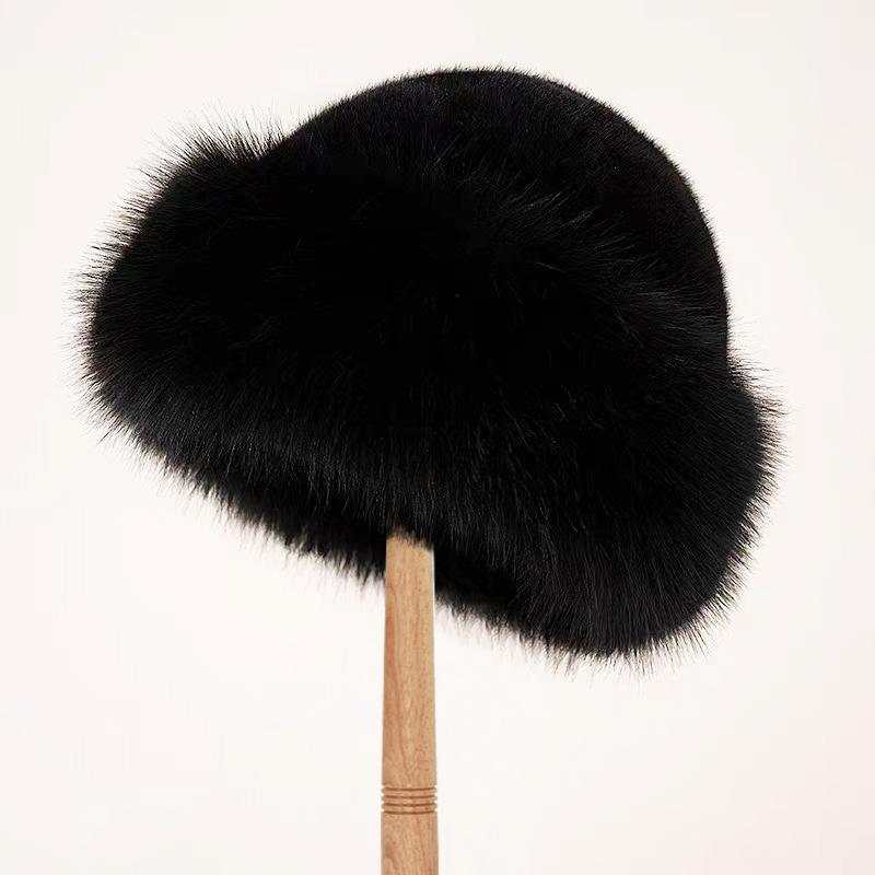 Imitation fur mink hat women's autumn and winter plush bucket hat Mongolian hat tide warm ear protector basin hat