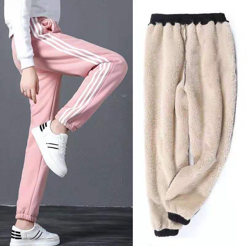 Women's High Waist Harem Pants Loose Fit Sweet Girl Style Fleece Lined Drawstring Warm Casual Nine-point Daily Jogger Trousers
