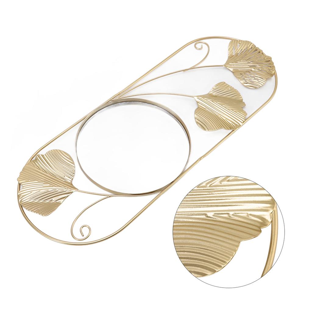 Metal Leaf Wall Mirror Fade Resistant Artistic Modern Decorative Mirror for Bedroom Living Room Office