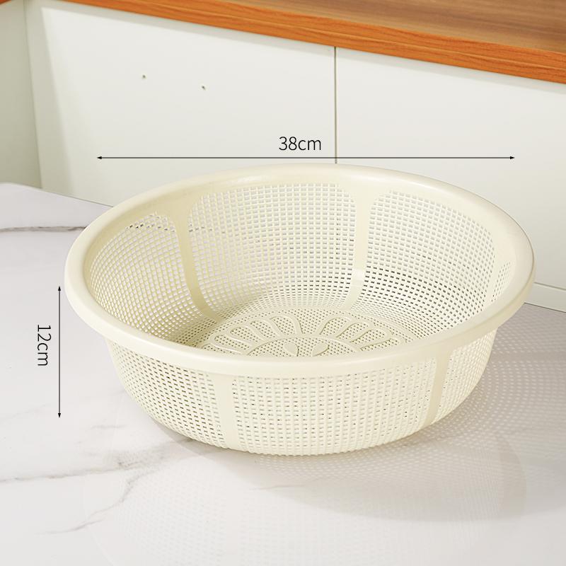 Large Size Plastic Drain Basket Kitchen Vegetable Washing Basket Hollow Out Fruit Basket Round Sieve Rice Cleaning Basket
