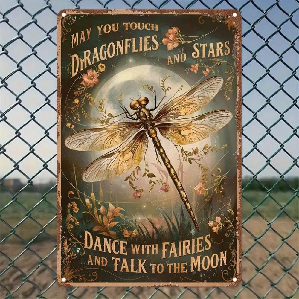 Metal Wall Art Angelica Flower Dragonfly Memorial Quote Home Office Decor 20x30cm