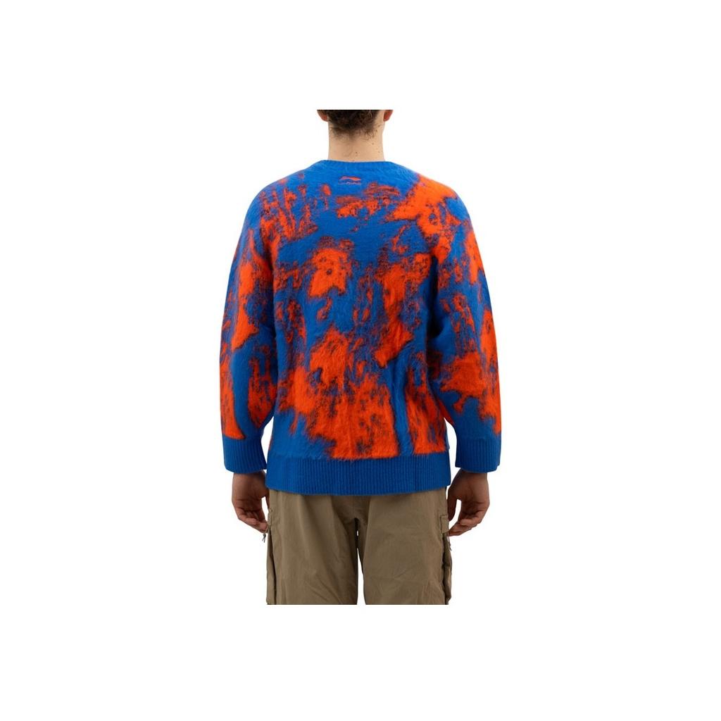 Li Ning Sports Lifestyle Series Knitted Loose Long Sleeve Round Neck Sweater Men Sweater Blue AMBQ028-2