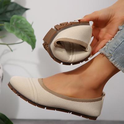 New Breathable Knitted Color Blocked Light Mouth Single Shoe for Women, Flat Bottomed Round Toe Mesh Shoes, Summer Casual Shoes