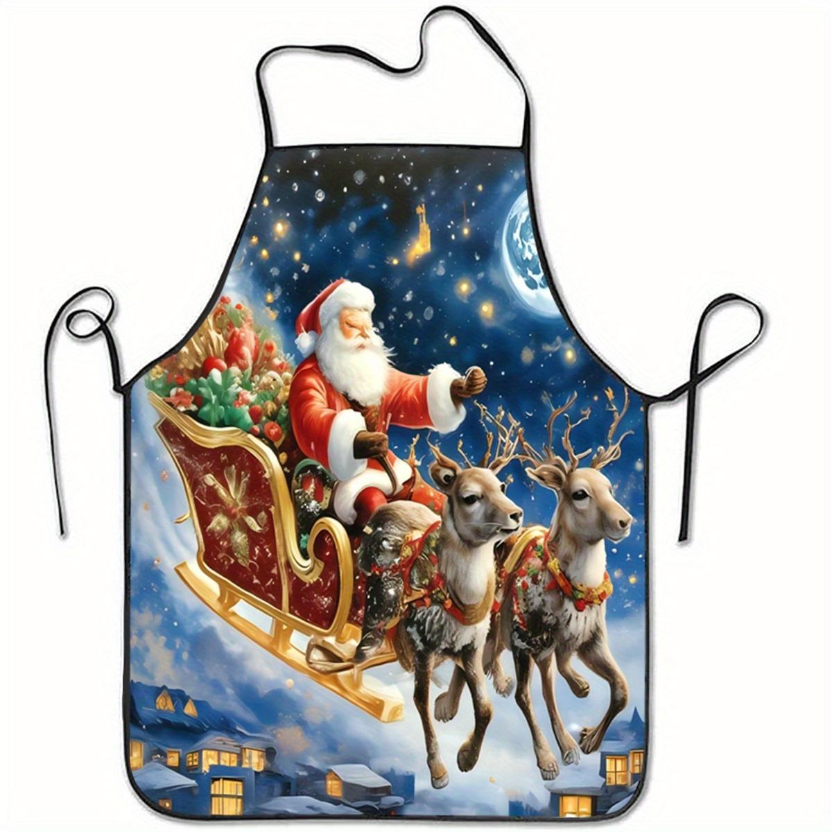 

Christmas Santa Apron, Various Sizes, Festive Design with Sleigh and Reindeer, Perfect for Holiday Cooking and Party Decor 38X47cm