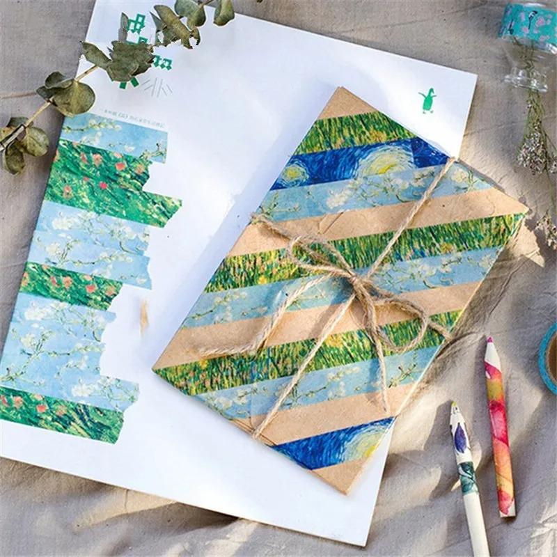 1.5cm Washi Tapes DIY Van Gogh Painting Paper Masking Tape Decorative Adhesive Tapes Scrapbooking Stickers DIY Decorative Label