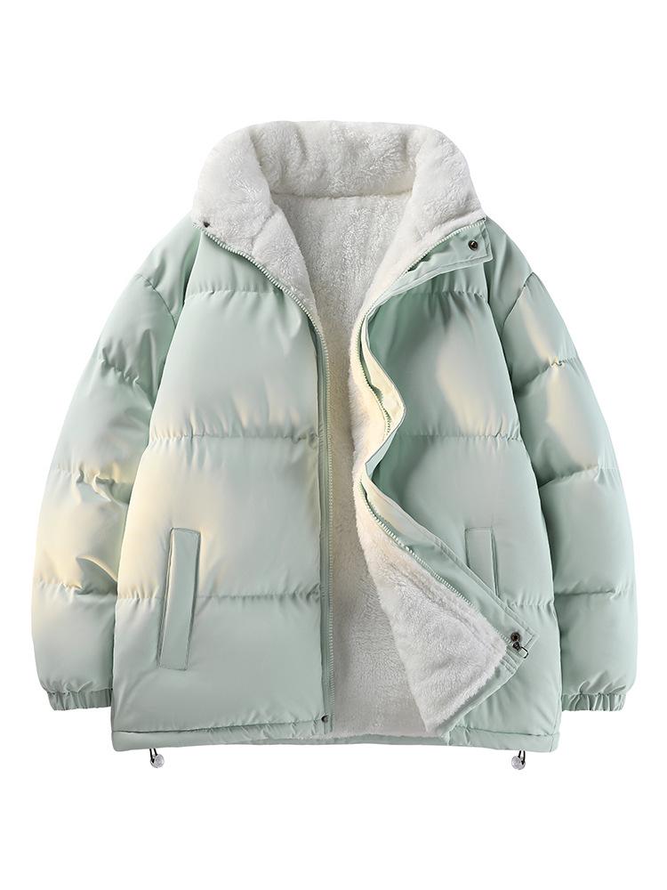 

Unisex Velvet-Lined Lamb Wool Jacket, Stand Collar, Cold-Proof & Warm, Trendy Bread Coat. Extra Extra Large світло-зелений колір