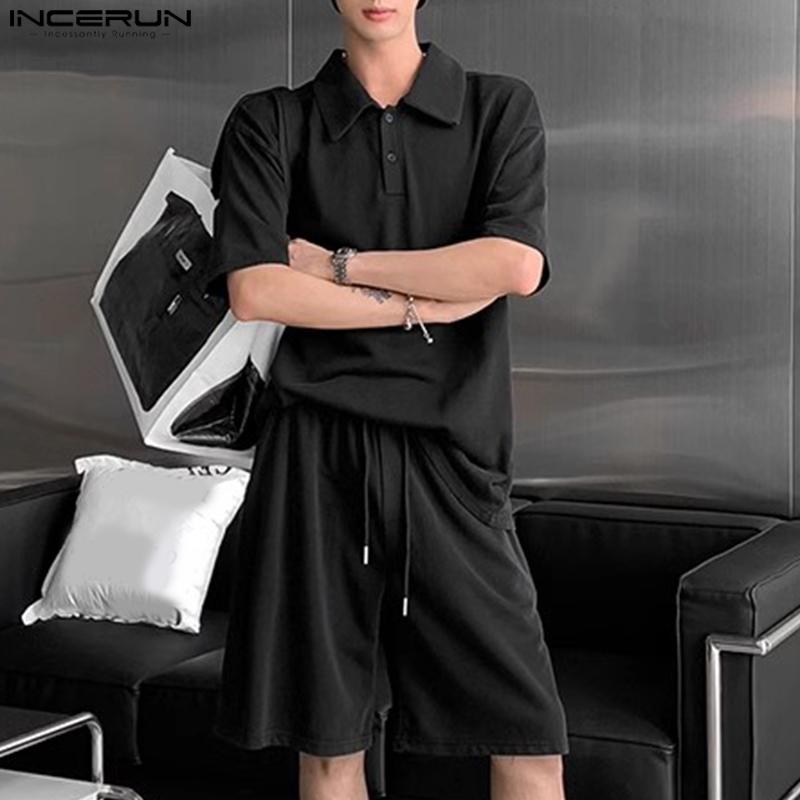 INCERUN 2PCS Men Summer Short Sleeve Tops Shorts Pants Casual Loose Outfits Sets