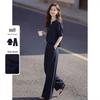 Linen Blend Casual Shirt & Wide-Leg Pants Set