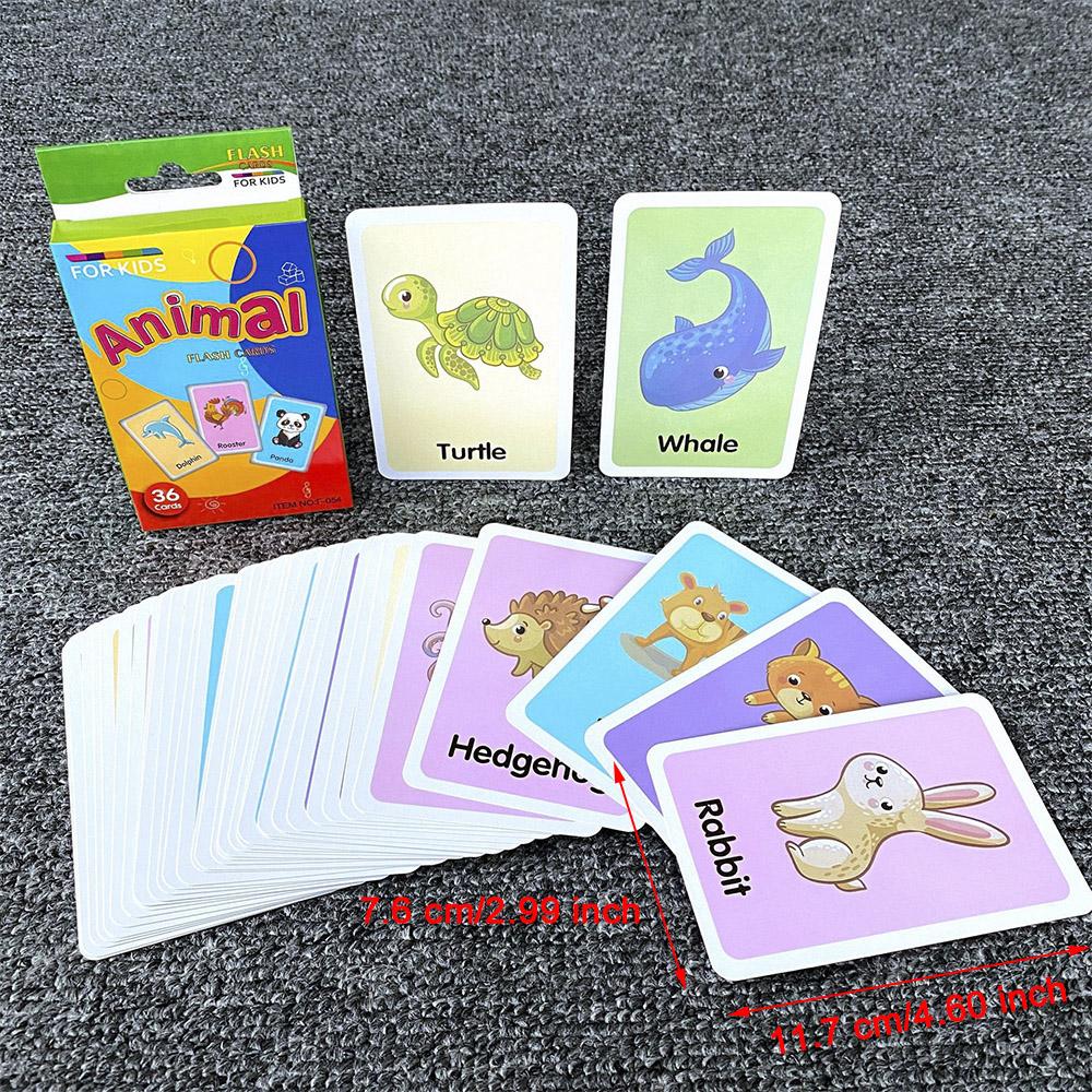 Kids 36PCS/Set Animal Shape Color Time Flash Card Montessori Early Education Learning Educational Toys For Children Gifts