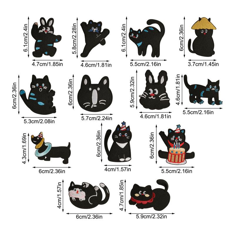 Cute Cat Patch 13PCS Cute Cat Decoration Patches Cute Cat Decoration Teens Embroidered Patch Creative Stylish Cloth Patch For